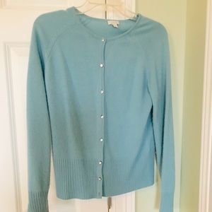 Blue 100% cashmere cardigan
